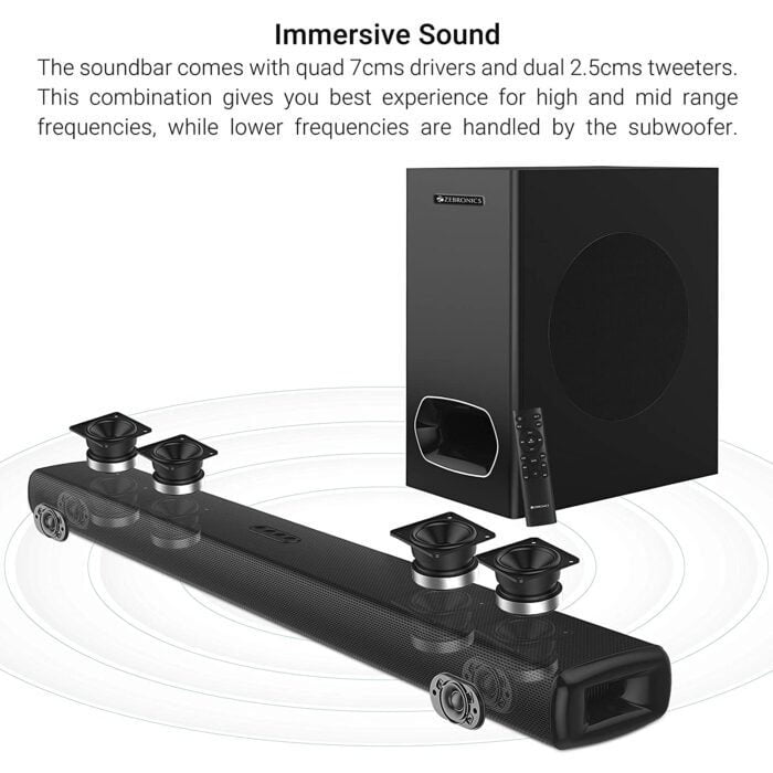 Zebronics Zeb-JUKEBAR 9000 PRO Dolby, 120W Multimedia soundbar with subwoofer Supports HDMI(ARC), Optical Input, AUX, Wireless BT, USB & Dolby Digital Plus - Image 3