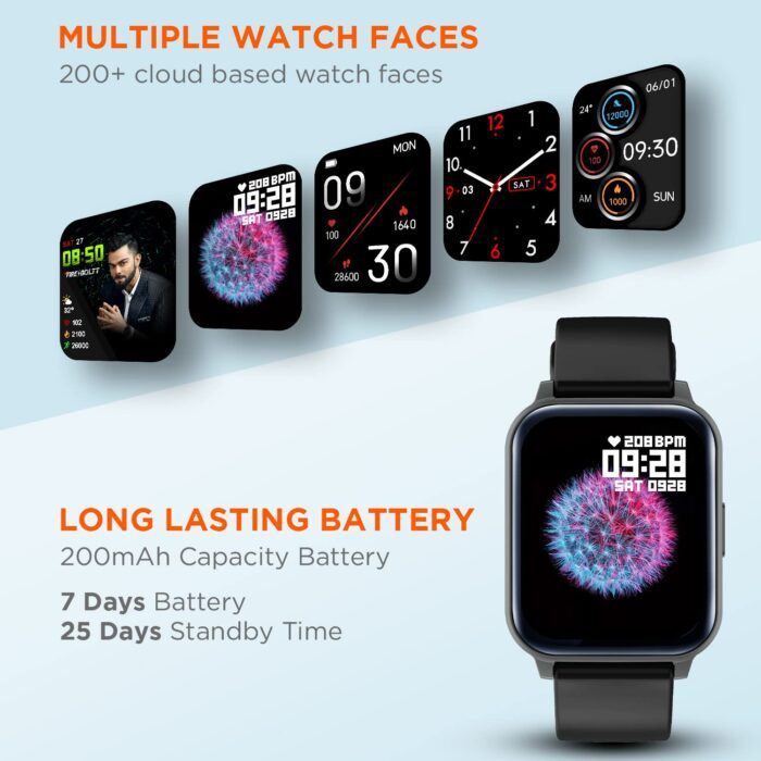 Fire-Boltt Ninja 3 Smartwatch Full Touch 1.69 & 60 Sports Modes with IP68, Sp02 Tracking, Over 100 Cloud based watch faces - Black - Image 7
