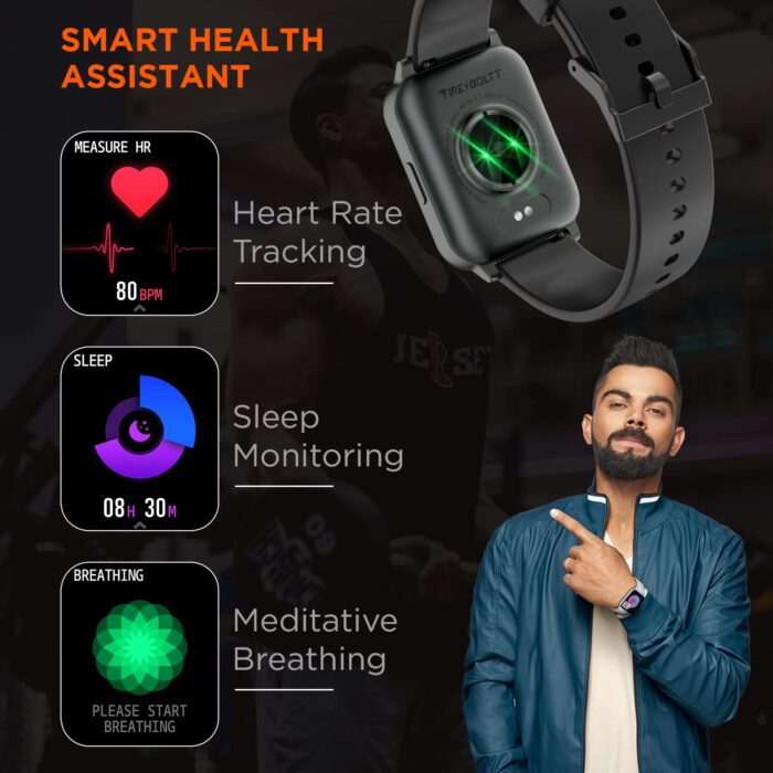 Fire-Boltt Ninja 3 Smartwatch Full Touch 1.69 & 60 Sports Modes with IP68, Sp02 Tracking, Over 100 Cloud based watch faces - Black - Image 3