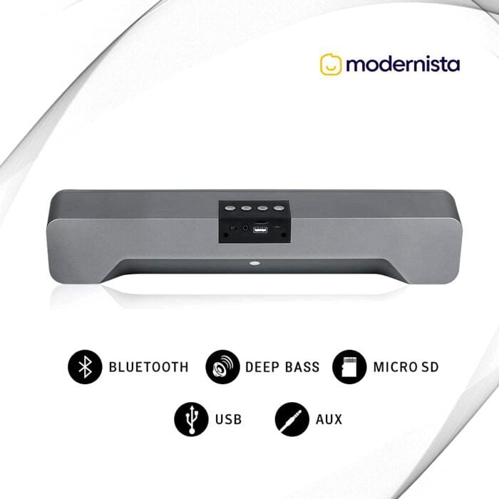 Modernista Maestro Bar 20W Bluetooth Soundbar Speaker with 2400mah Battery/BT v5.0/Aux/USB Port, Small (Maestro Bar20) - Image 3