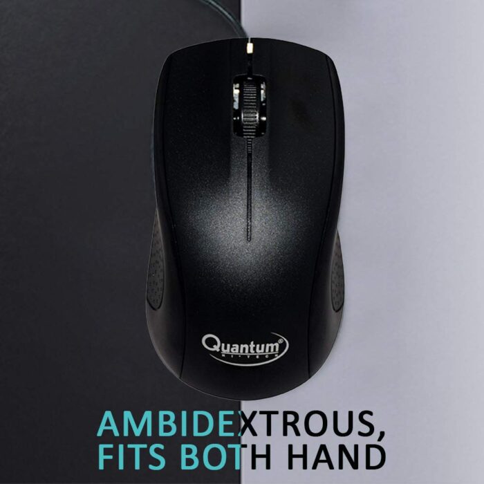 Quantum QHM232 3-Button 1000DPI Wired Optical Mouse (Black) - Image 4
