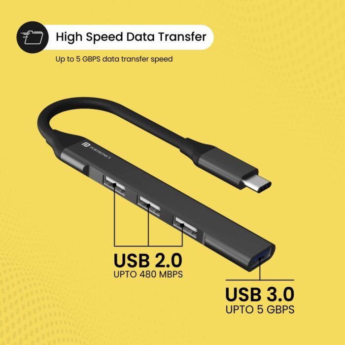 Portronics MPORT 31C 4-in-1 USB Hub (Type C to 4 USB-A Ports) with Fast Data Transfer - Image 5