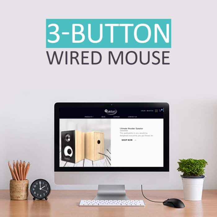 Quantum QHM232 3-Button 1000DPI Wired Optical Mouse (Black) - Image 5