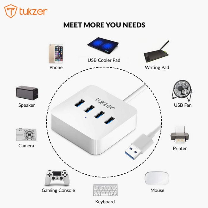 Tukzer 4-Port USB Hub 3.0 (TZ-U12) Superspeed Data Hub High Speed Compatible for All Laptops - Image 6