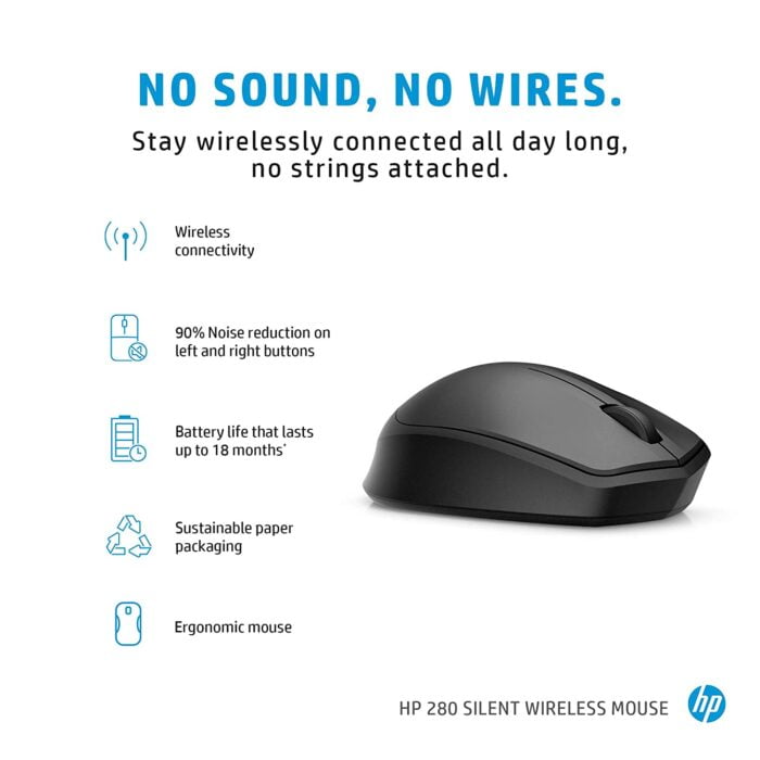 HP 280 USB Wireless Mouse, 2.4GHz Connection , 19U64AA Black - Image 5