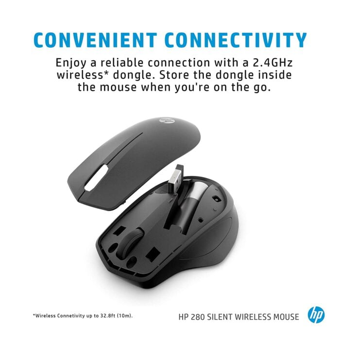 HP 280 USB Wireless Mouse, 2.4GHz Connection , 19U64AA Black - Image 4