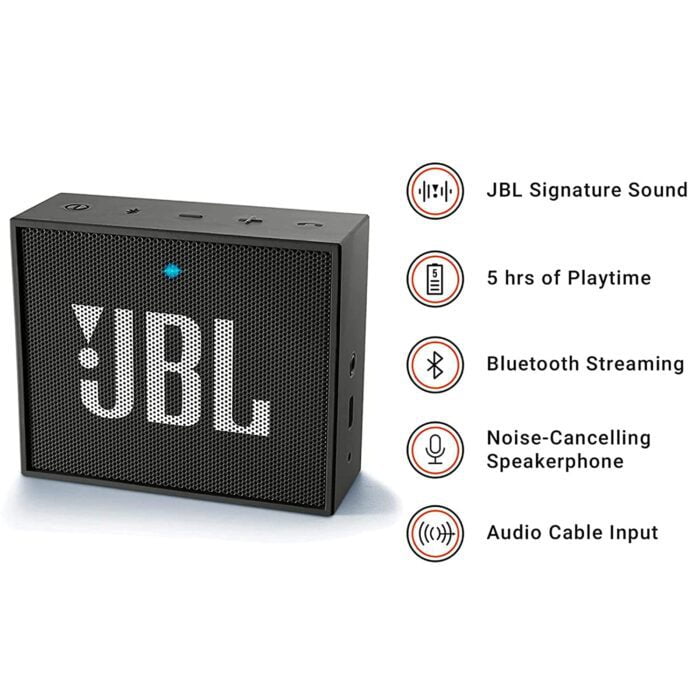 JBL Go, Wireless Portable Bluetooth Speaker with Mic, JBL Signature Sound, Vibrant color options, Bluetooth & AUX Connectivity (Black) - Image 3