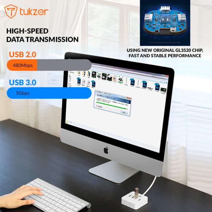 Tukzer 4-Port USB Hub 3.0 (TZ-U12) Superspeed Data Hub High Speed Compatible for All Laptops - Image 5