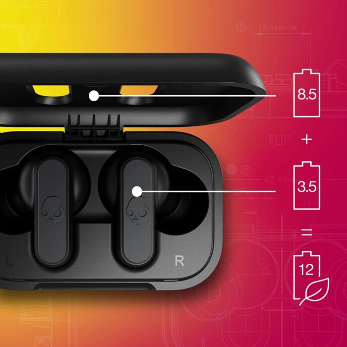 Skullcandy Dime True Wireless in-Ear Bluetooth Earbuds, Charging Case and Microphone, IPX4 Water Dust Resistant - Black - Image 3