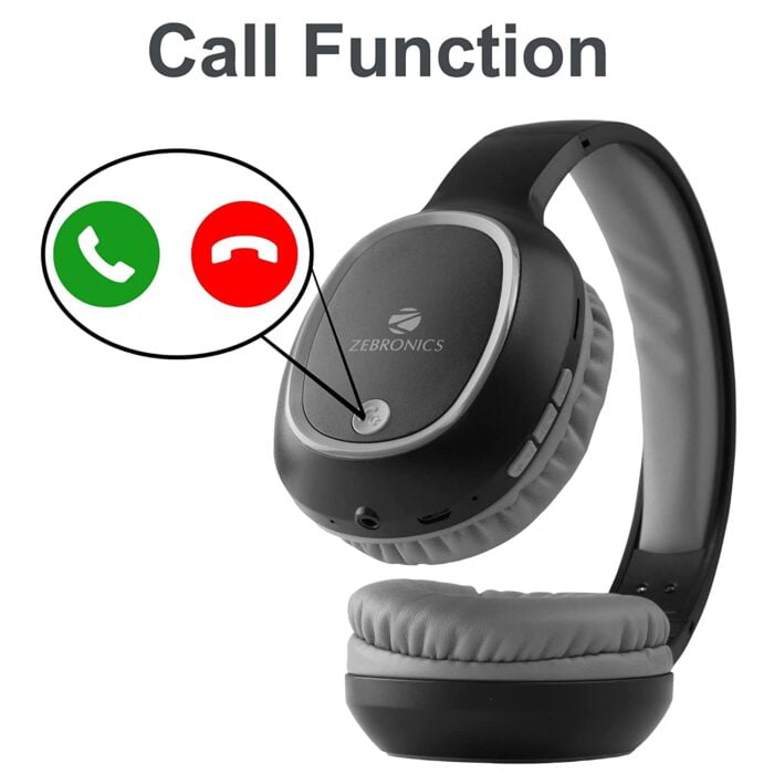 Zebronics Zeb-Thunder Bluetooth Wired Over Ear Headphones With Mic,Black - Image 5