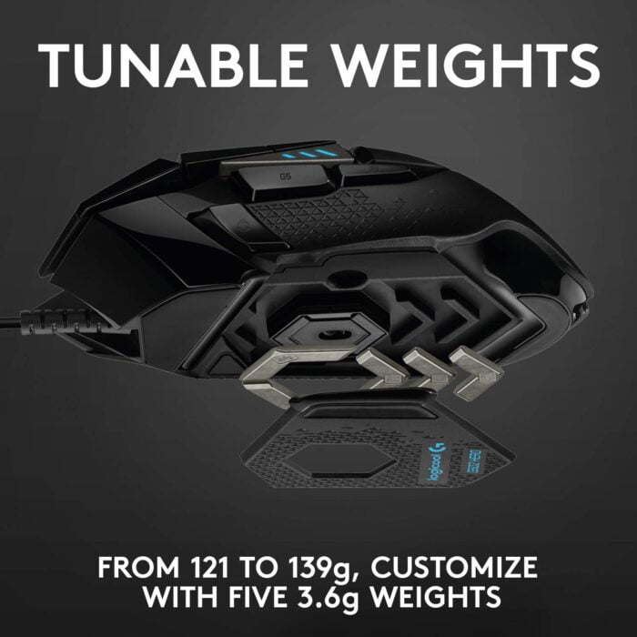 Logitech G502 Hero High Performance Wired Gaming Mouse, Hero 25K Sensor, 25,600 DPI, RGB, Adjustable Weights, 11 Programmable Buttons, On-Board Memory - Image 6