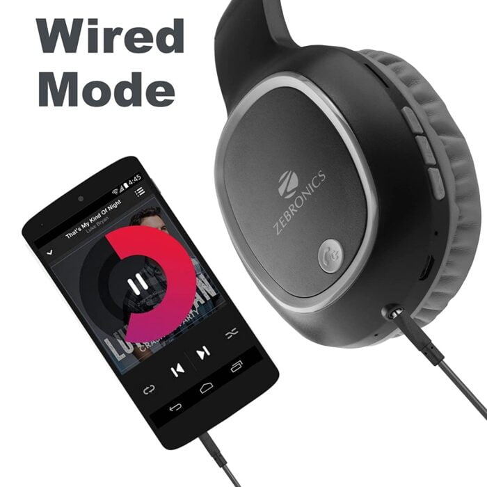 Zebronics Zeb-Thunder Bluetooth Wired Over Ear Headphones With Mic,Black - Image 6