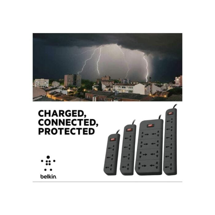 Belkin Essential Series 6-Socket Surge Protector Universal Socket with 6.5ft Heavy Duty Cable (Grey) - Image 3