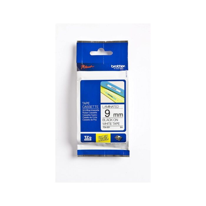 Brother TZE-221 Black ON White Laminated Tapes (TZE Series) 9mm - Image 2