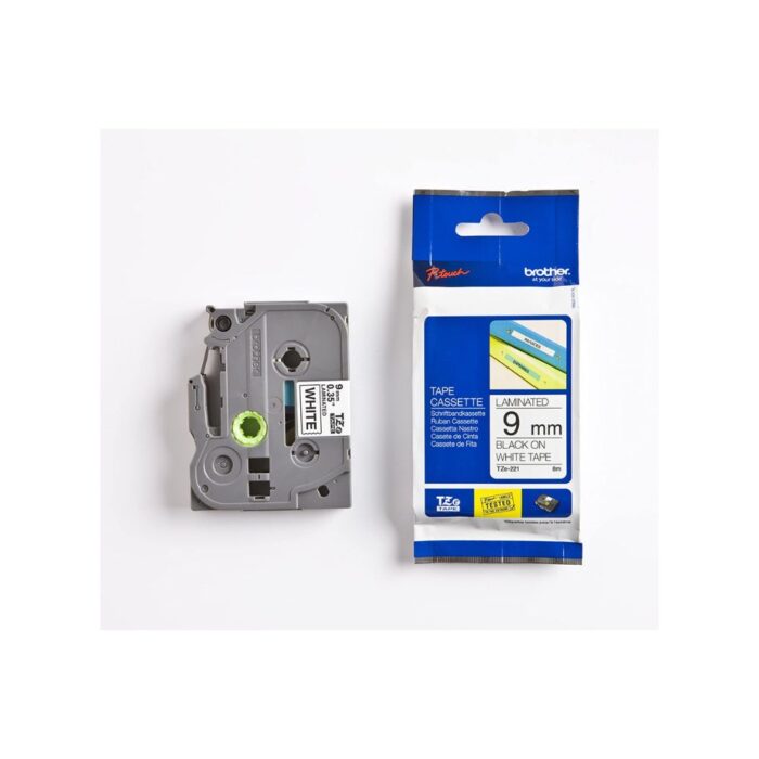 Brother TZE-221 Black ON White Laminated Tapes (TZE Series) 9mm - Image 1