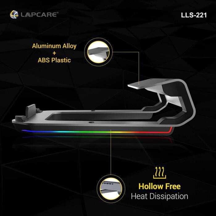 LAPCARE Legend Aluminium Alloy Tabletop RGB Laptop Stand, Space Grey - Image 4