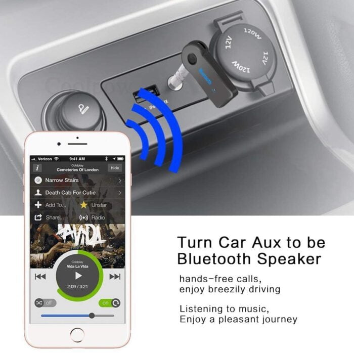 Sounce Bluetooth Receiver/Hands-Free Car Kit, Portable 3.5mm Bluetooth Aux Adapter Wireless Music Streaming for Home, Car Audio System, Headphone, Speaker (Bluetooth 4.2, A2DP, 40 FT Range) - Image 2