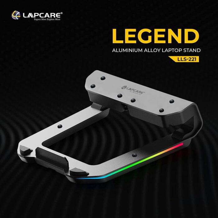 LAPCARE Legend Aluminium Alloy Tabletop RGB Laptop Stand, Space Grey - Image 2