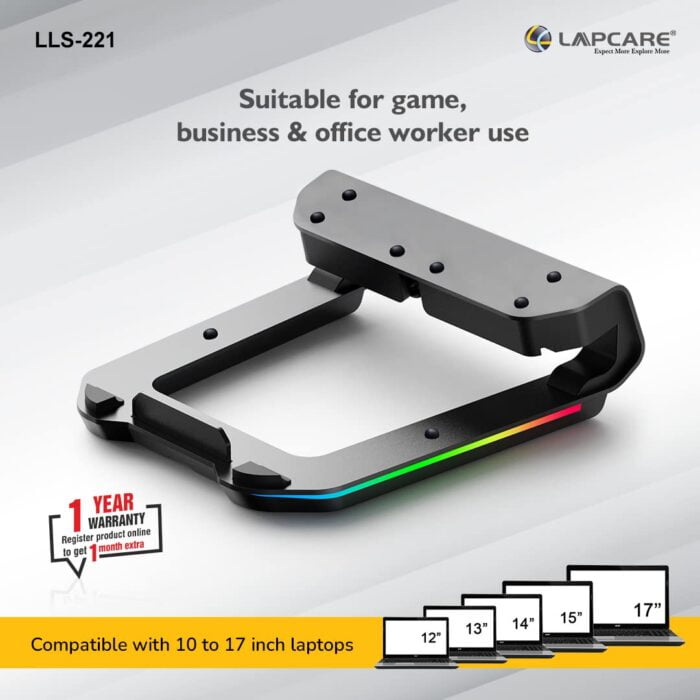 LAPCARE Legend Aluminium Alloy Tabletop RGB Laptop Stand, Space Grey - Image 5