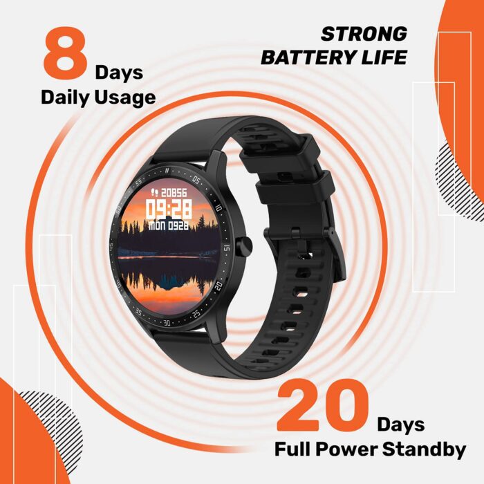 Fire-Boltt 360 SpO2 Full Touch Large Display Round Smart Watch with in-Built Games, 8 Days Battery Life, IP67 Water Resistant - Black - Image 5