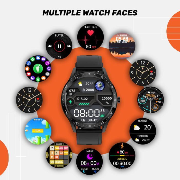Fire-Boltt 360 SpO2 Full Touch Large Display Round Smart Watch with in-Built Games, 8 Days Battery Life, IP67 Water Resistant - Black - Image 3