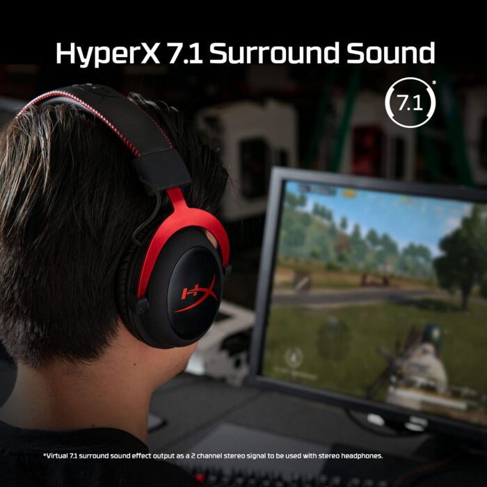 HyperX Cloud II Wired Over Ear Headphones with Mic Gaming for PC,Xbox One,PS4 - Red (KHX-HSCP-RD) - Image 2