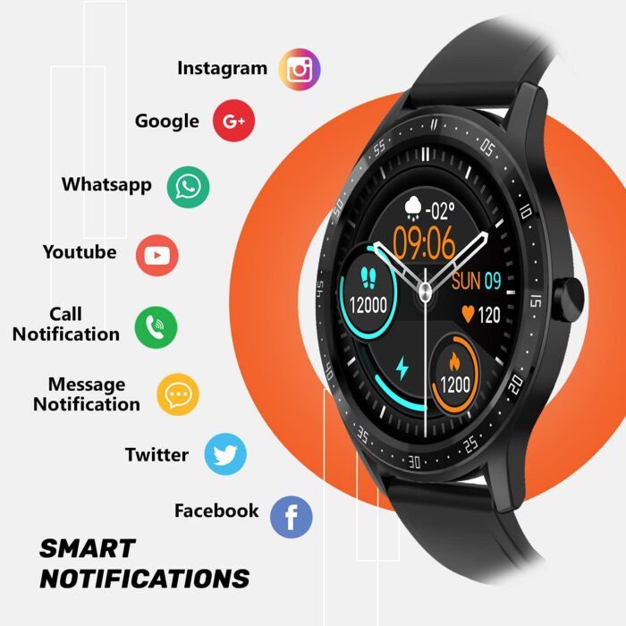 Fire-Boltt 360 SpO2 Full Touch Large Display Round Smart Watch with in-Built Games, 8 Days Battery Life, IP67 Water Resistant - Black - Image 4
