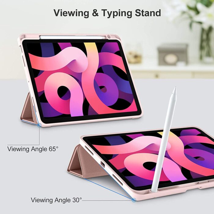ProElite Pencil Case for iPad Air 5th/4th 2020 10.9 Inch [Auto Sleep/Wake Cover] [Pencil Holder] [Soft Flexible Case] Recoil Series - Rose Gold - Image 6
