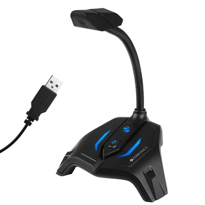 Zebronics Zeb-Klarity USB Gaming Mic for Recording / Streaming, compatible with PC, Omni Directional sound pickup, Flexible Neck, Mute Button - Image 1