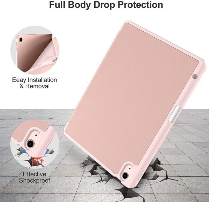 ProElite Pencil Case for iPad Air 5th/4th 2020 10.9 Inch [Auto Sleep/Wake Cover] [Pencil Holder] [Soft Flexible Case] Recoil Series - Rose Gold - Image 5