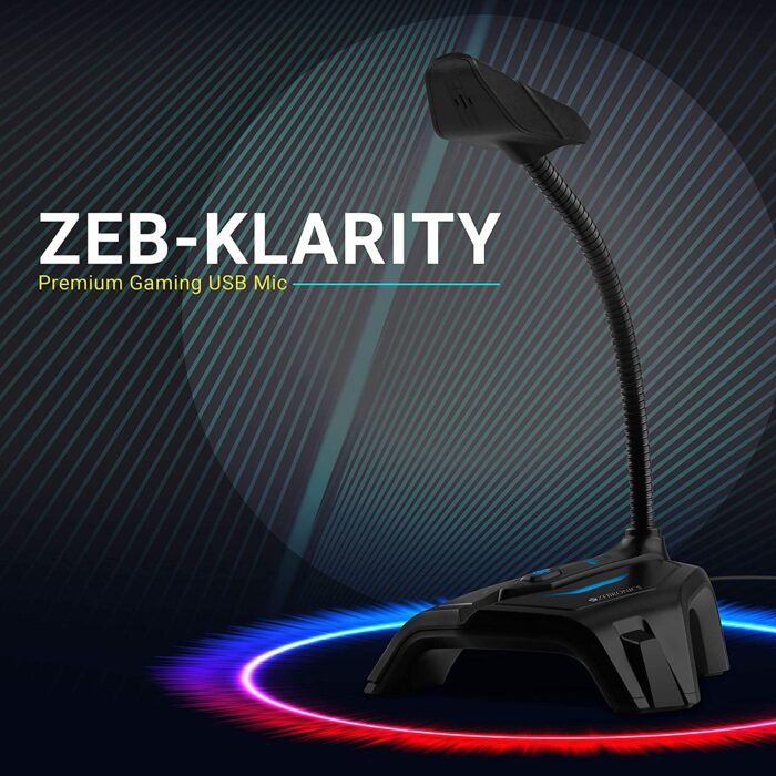 Zebronics Zeb-Klarity USB Gaming Mic for Recording / Streaming, compatible with PC, Omni Directional sound pickup, Flexible Neck, Mute Button - Image 2