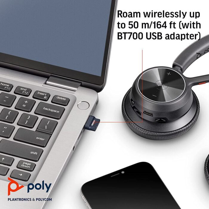 Poly by Plantronics Voyager 4320 UC Bluetooth Wireless Over Ear Headphones with mic - Image 3