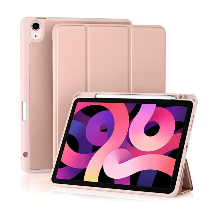 ProElite Pencil Case for iPad Air 5th/4th 2020 10.9 Inch [Auto Sleep/Wake Cover] [Pencil Holder] [Soft Flexible Case] Recoil Series - Rose Gold - Image 1