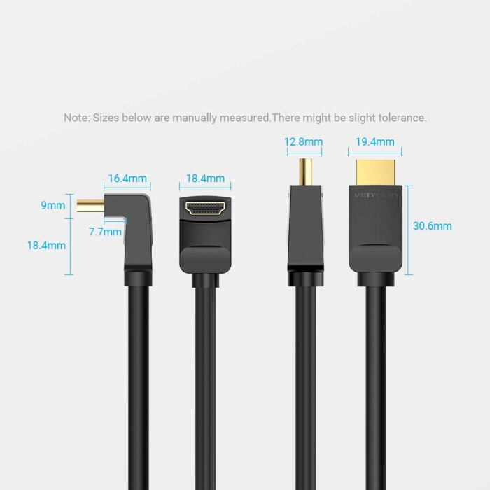 VEnTIOn Store HDMI 2.0 Right Angle Cable 90 Degree AARBH (2M, Black) - Image 3