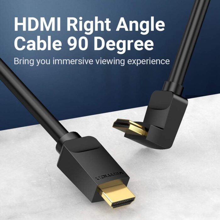 VEnTIOn Store HDMI 2.0 Right Angle Cable 90 Degree AARBH (2M, Black) - Image 2