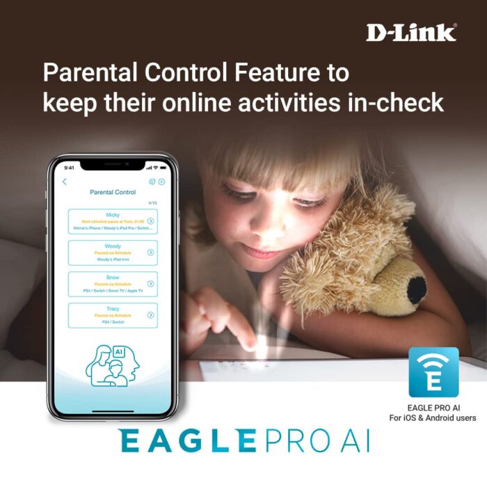 D-Link R12 AC1200 Eagle PRO AI Smart Router, Wi-Fi 5,Advance Parental Control Router with Voice Control (Alexa & Google Assistant) - Image 5