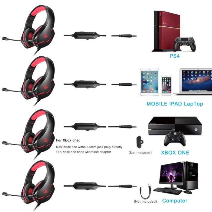 Cosmic Byte Stardust Headset with Flexible Mic for PS4, Xbox One, Laptop, PC, iPhone and Android Phones (Black/Red) - Image 5
