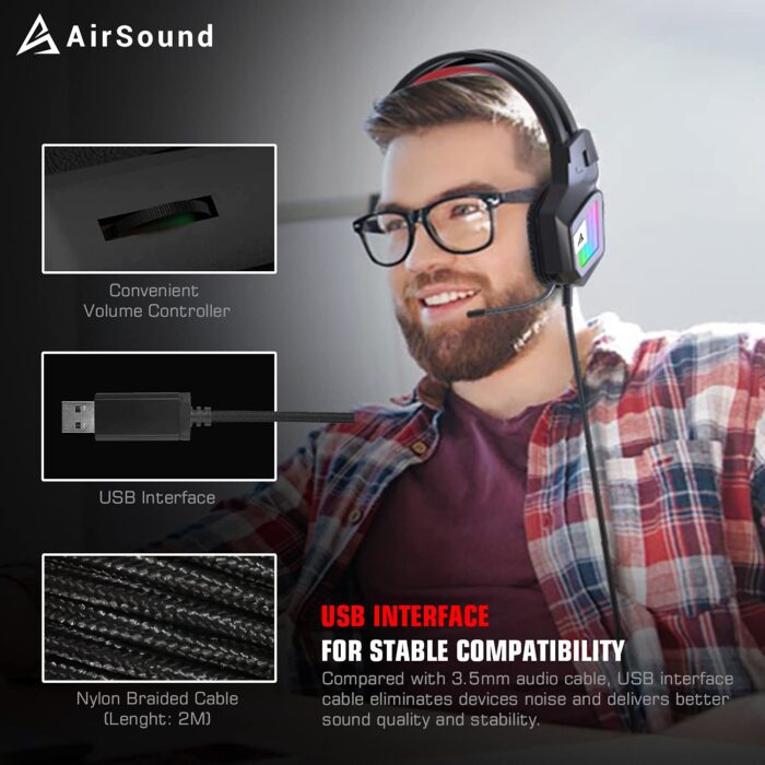 AirSound Alpha-1 Wired Over Ear Headphone with Mic (Black) - Image 5