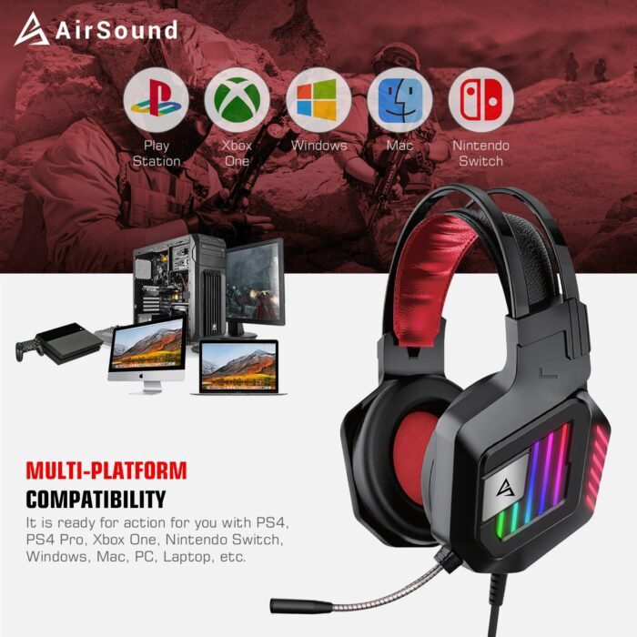 AirSound Alpha-1 Wired Over Ear Headphone with Mic (Black) - Image 2