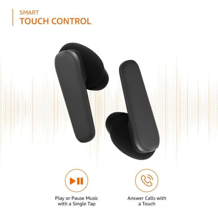 Amazon Basics Bluetooth 5.0 Earbuds, Up to 38 Hours Playtime, IPX-5 Rated, Type-C Charging Case – Black - Image 4