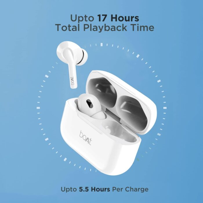 boAt Airdopes 161 TWS Earbuds with ASAP™ Charge, 17H Playtime, IWP™, Immersive Audio, IPX5, Touch Controls (Pearl White) - Image 2