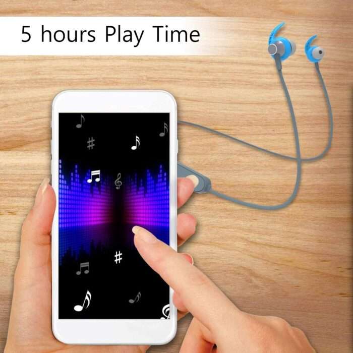 AGARO Geared Wireless Earphone with Extra Rich Bass, Bluetooth V4.2, Integrated Control, Built-in Mic & Sweat-Proof (Blue) - Image 4