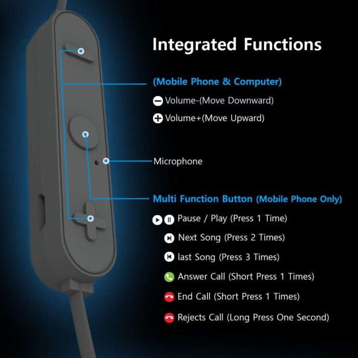 AGARO Geared Wireless Earphone with Extra Rich Bass, Bluetooth V4.2, Integrated Control, Built-in Mic & Sweat-Proof (Blue) - Image 5
