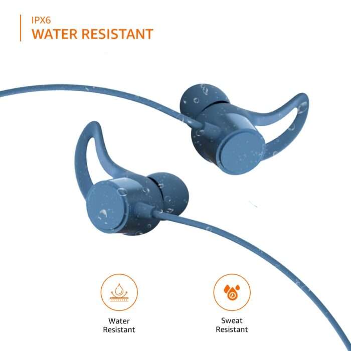Amazon Basics in-Ear Bluetooth 5.0 Neckband with Up to 30 Hours Playtime, with Mic, Magnetic Earbuds, Voice Assistant - Blue - Image 4