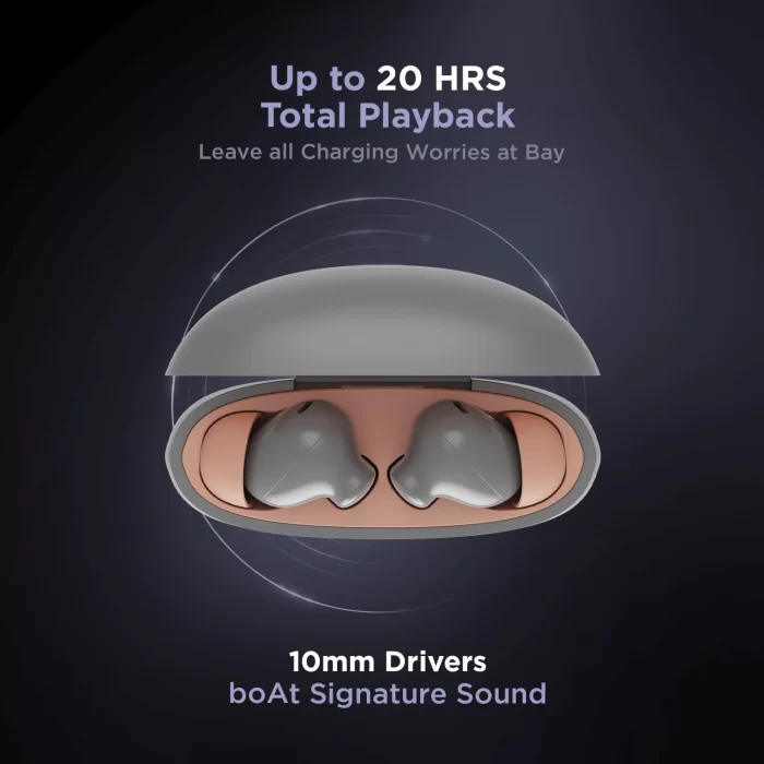boAt Airdopes 181 Wireless Earbuds with 10mm Driver, Type C Interface, BEAST™ Mode & Voice Assistant, ENx Technology - Cool Grey - Image 5
