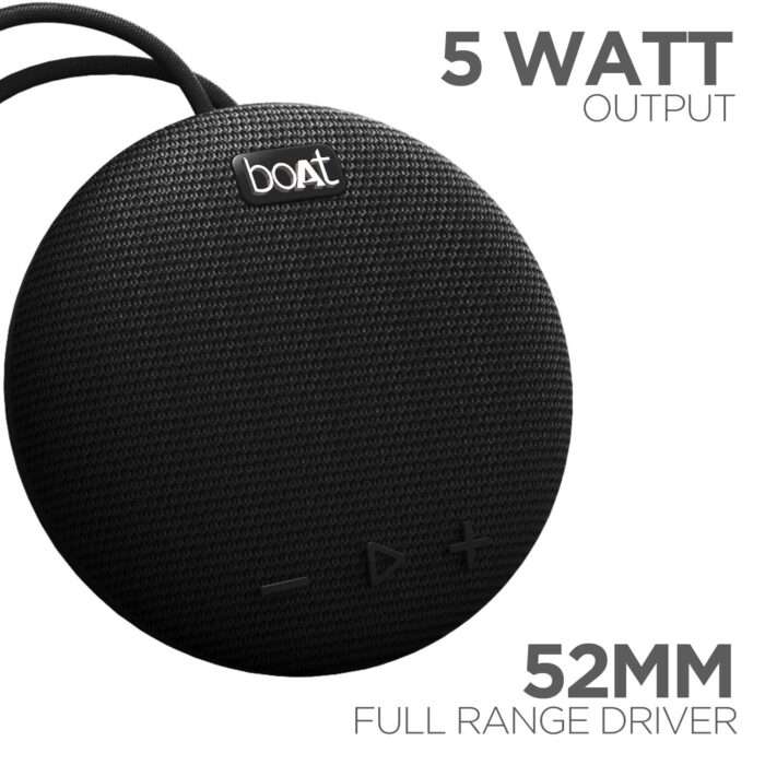 boAt Stone 190 Wireless Portable Speaker with 52mm Dynamic Driver, Up to 4hrs Nonstop Playback, IPX 6 Water Resistant - Black - Image 5