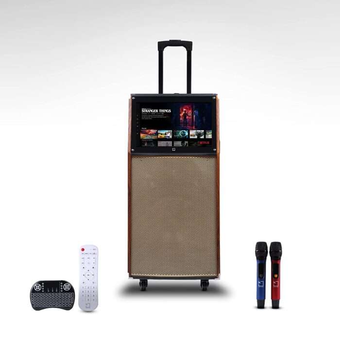 WHITE SQUARE Portable Trolley Party Bluetooth Speaker with High Powerfull Bass/Digital Touch Screen/Karaoke Mic/Keypad/Remote Control - Image 4
