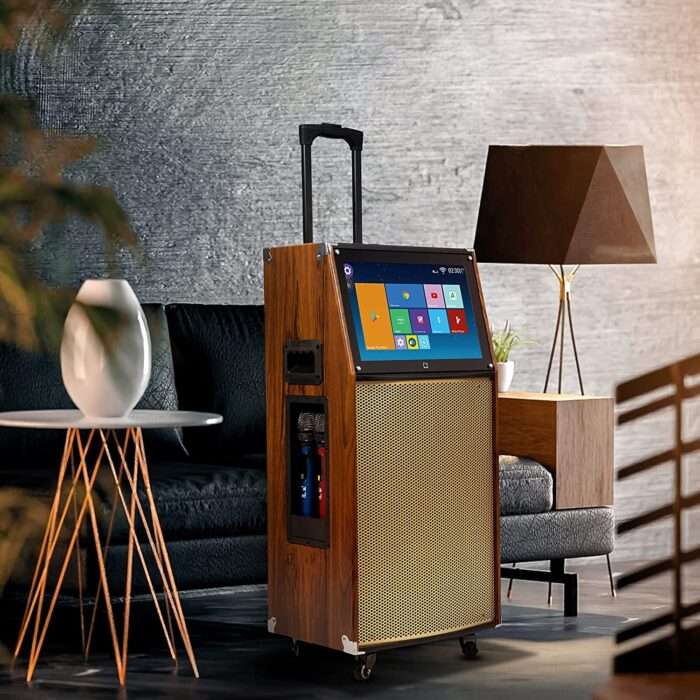 WHITE SQUARE Portable Trolley Party Bluetooth Speaker with High Powerfull Bass/Digital Touch Screen/Karaoke Mic/Keypad/Remote Control - Image 6