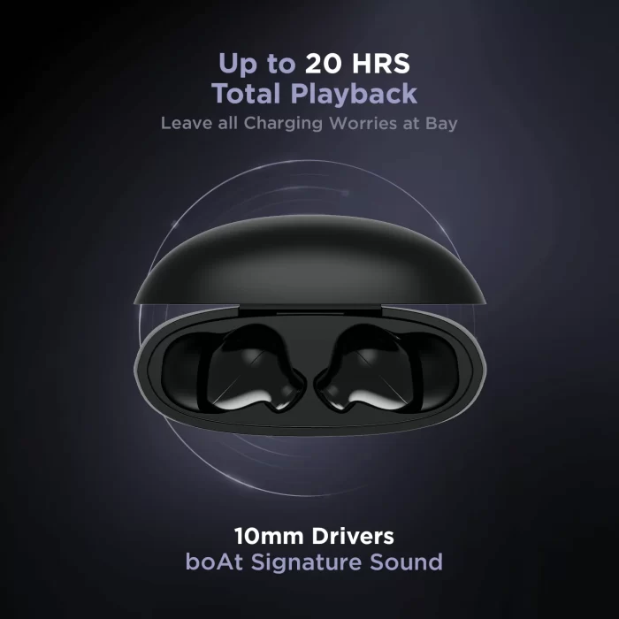 boAt Airdopes 181 Wireless Earbuds with 10mm Driver, Type C Interface, BEAST™ Mode & Voice Assistant, ENx Technology - Black - Image 5