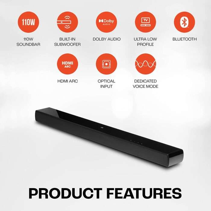 JBL Cinema SB120, Dolby Digital Soundbar with Built-in Subwoofer for Deep Bass, Home Theatre without Remote - Image 2